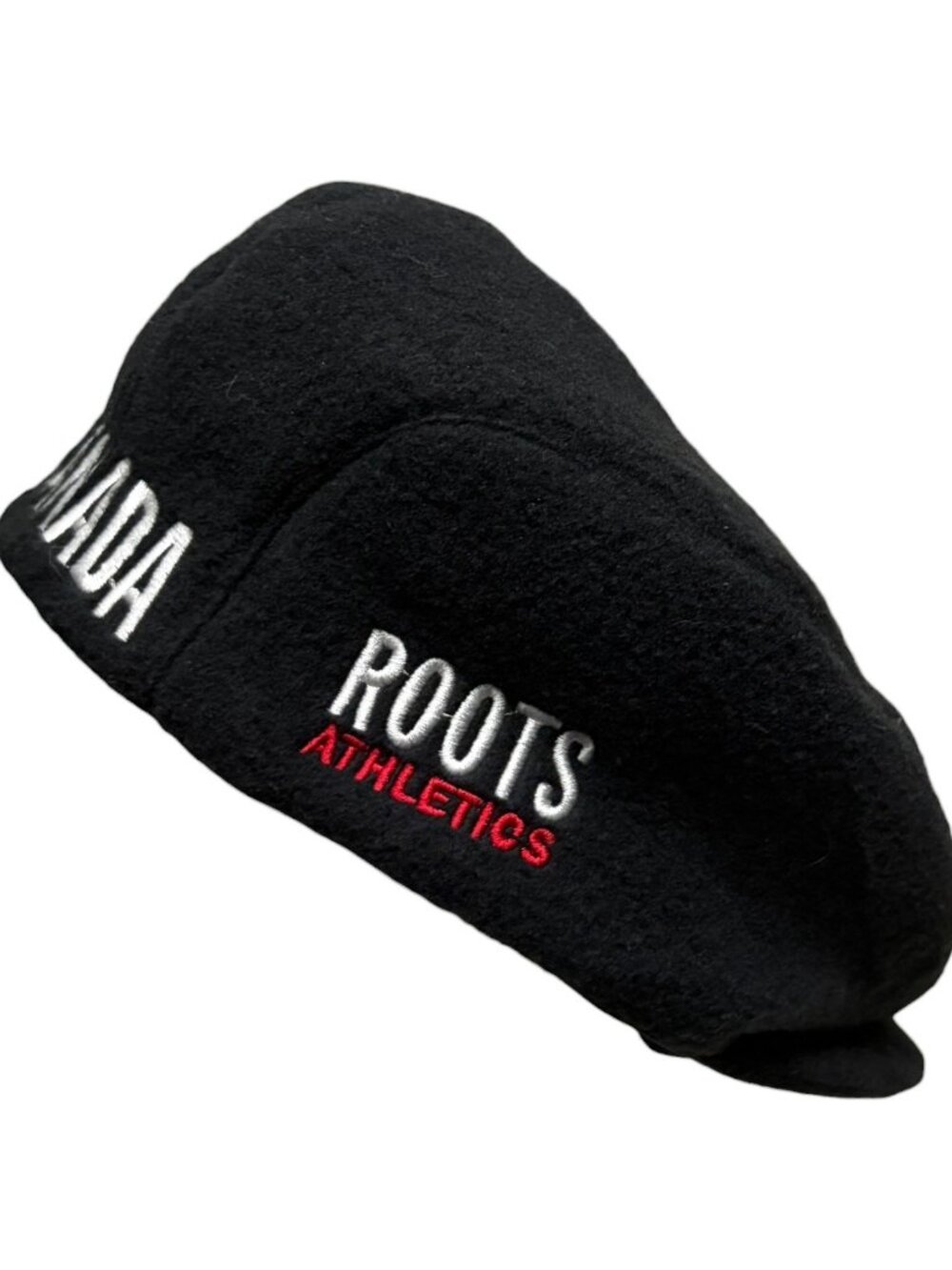 Vintage Roots Canada Olympics Black Hat Poor Boy Cap Fleece Nagano Japan 1998